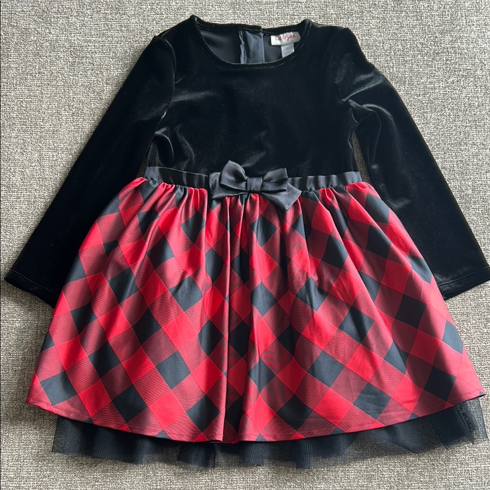 Cat & Jack Black and Red Plaid Kids Formal Dress